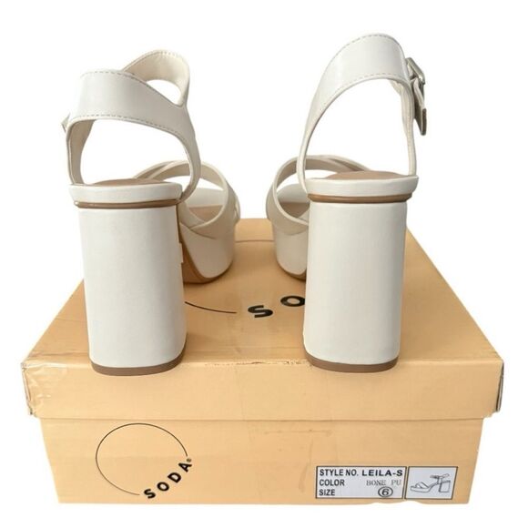 Soda Leila Bone PU Ivory Platform Shoes with Chunky Sole Women’s Size 6 Medium - Picture 5 of 15